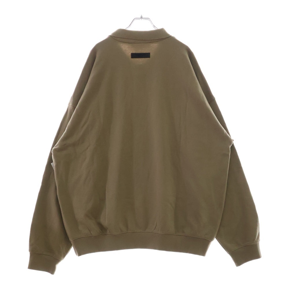FEAR OF GOD ESSENTIALS(フィアオブゴッド エッセンシャルズ) HENLY RUGBY フェルトロゴ 長袖スウェットポロシャツ ラガーシャツ ブラウン