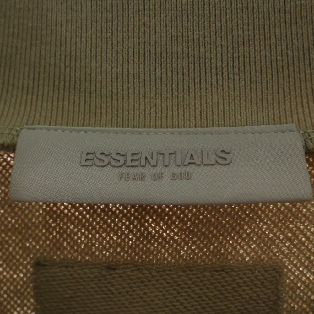 FEAR OF GOD ESSENTIALS(フィアオブゴッド エッセンシャルズ) HENLY RUGBY フェルトロゴ 長袖スウェットポロシャツ ラガーシャツ ブラウン