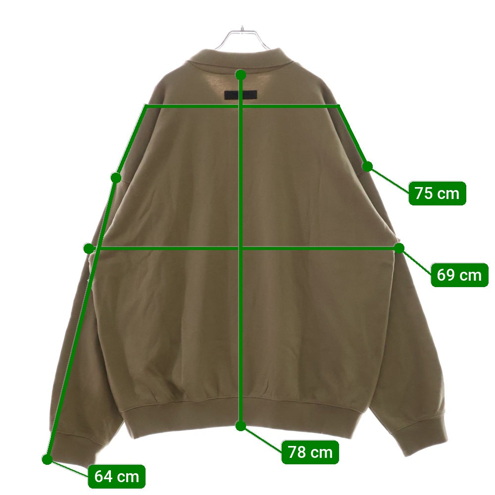 FEAR OF GOD ESSENTIALS(フィアオブゴッド エッセンシャルズ) HENLY RUGBY フェルトロゴ 長袖スウェットポロシャツ ラガーシャツ ブラウン