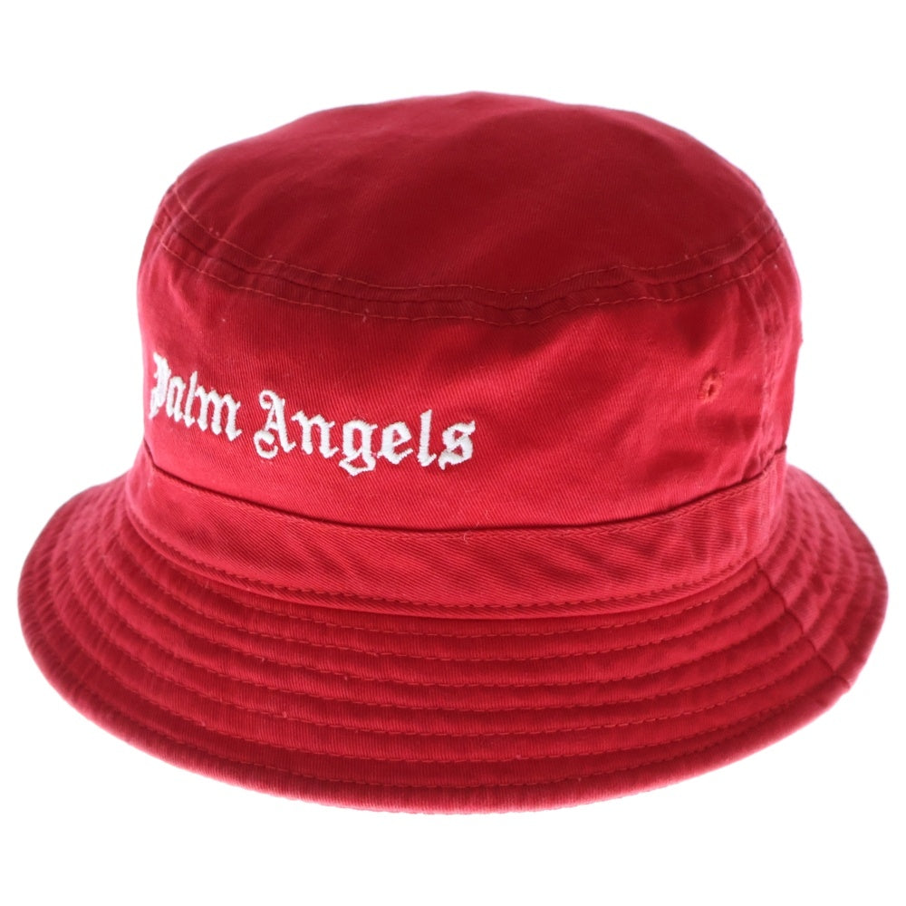 Palm Angels(パームエンジェルス) ロゴ刺繍 コットン バケットハット 帽子 PWLB002S20FAB001 レッド