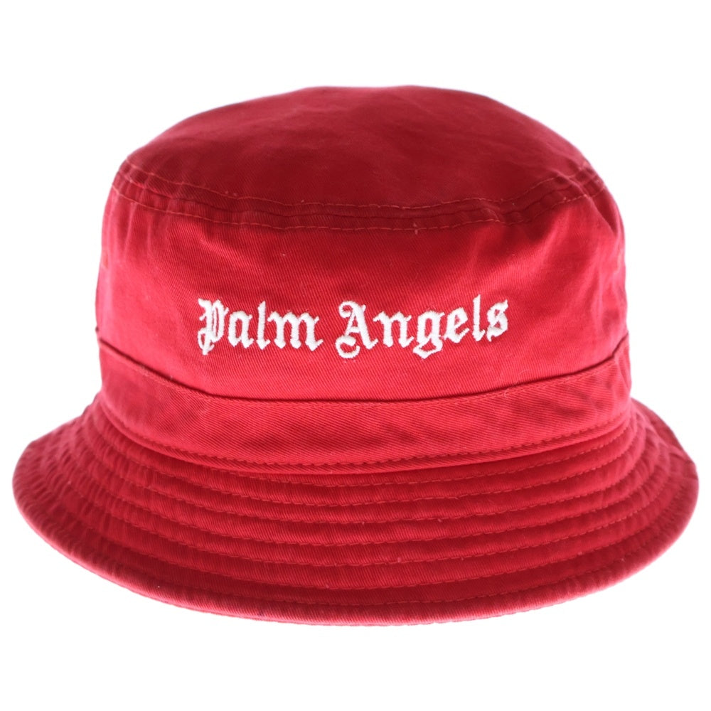 Palm Angels(パームエンジェルス) ロゴ刺繍 コットン バケットハット 帽子 PWLB002S20FAB001 レッド