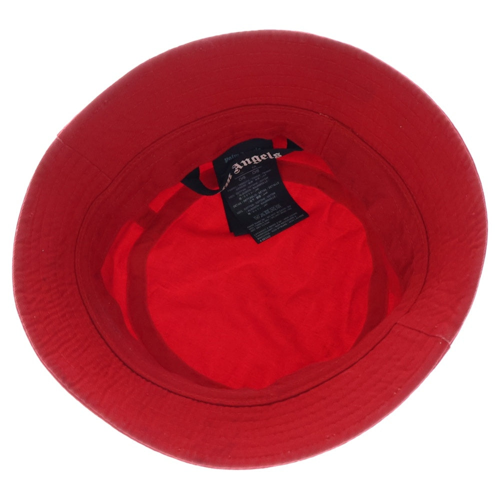 Palm Angels(パームエンジェルス) ロゴ刺繍 コットン バケットハット 帽子 PWLB002S20FAB001 レッド