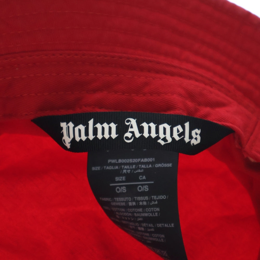 Palm Angels(パームエンジェルス) ロゴ刺繍 コットン バケットハット 帽子 PWLB002S20FAB001 レッド