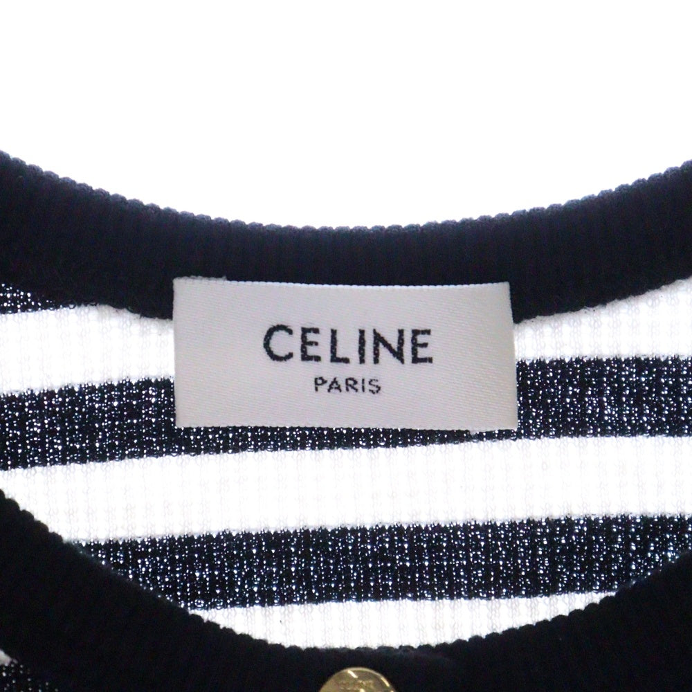 CELINE(セリーヌ) Mariniere Tank Top マリニエール リブ コットンジャージー タンクトップ ノースリーブシャツ レディース ホワイト/ブラック 2X47H136K.38AW