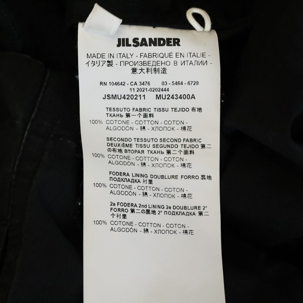 JIL SANDER(ジルサンダー) 21AW Velcro Clodure Cotton Anorak プルオーバーアノラックシャツ 長袖シャツ ブラック SMU420211 MU243400A