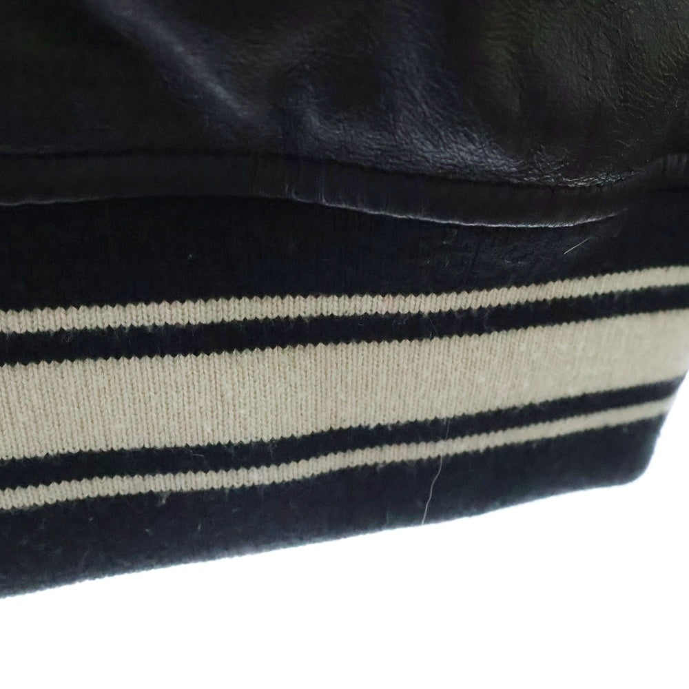 AVIREX(アヴィレックス) VARSITY LIGHT SIGNATURE LEATHER JACKET ラムスキン ロゴパッチ シングルレザージャケット ブラック 783-4950016