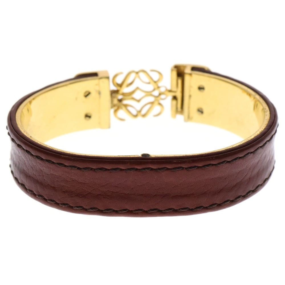 LOEWE(ロエベ) Anagram Logo Bangle アナグラムロゴバングル レザーブレスレット ブラウン/ゴールド
