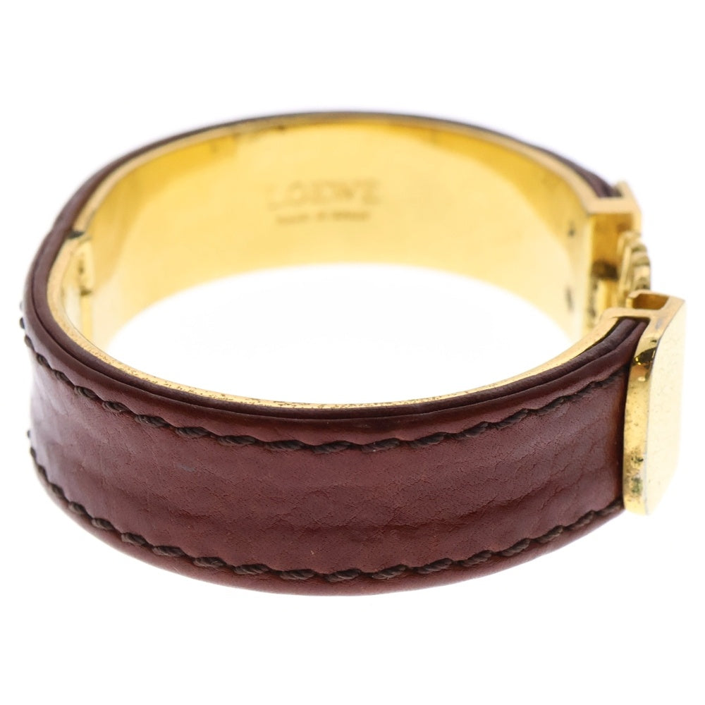 LOEWE(ロエベ) Anagram Logo Bangle アナグラムロゴバングル レザーブレスレット ブラウン/ゴールド