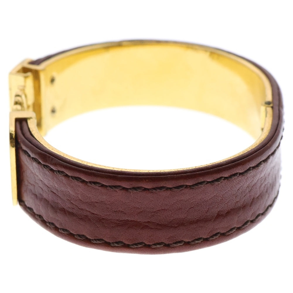 LOEWE(ロエベ) Anagram Logo Bangle アナグラムロゴバングル レザーブレスレット ブラウン/ゴールド