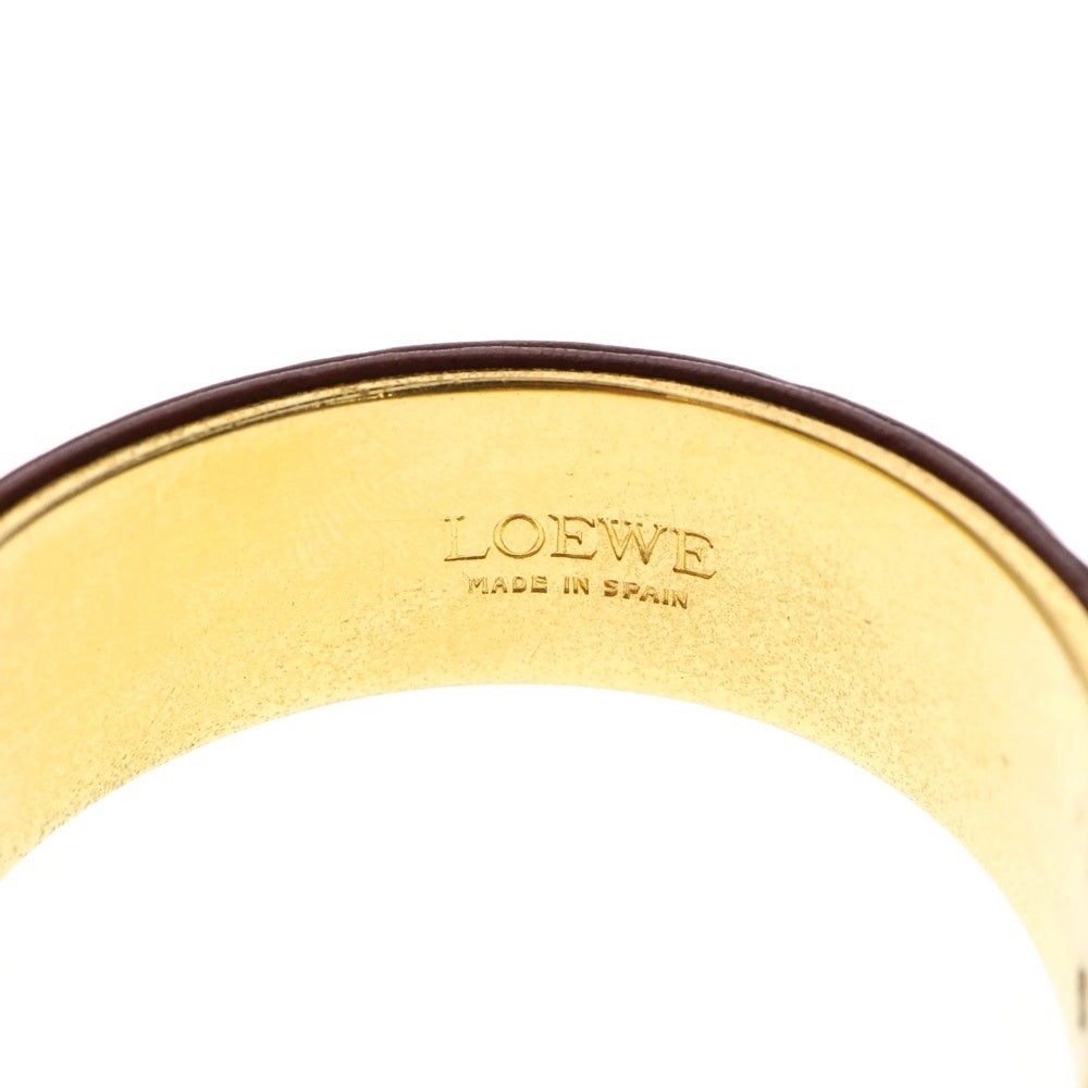 LOEWE(ロエベ) Anagram Logo Bangle アナグラムロゴバングル レザーブレスレット ブラウン/ゴールド