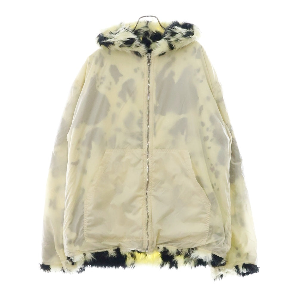 BLUEMARBLE(ブルーマーブル) 23AW Reversible black faux fur hooded jacket リバーシブルフェイクファージップアップフーデッドジャケット ブラック/ホワイト