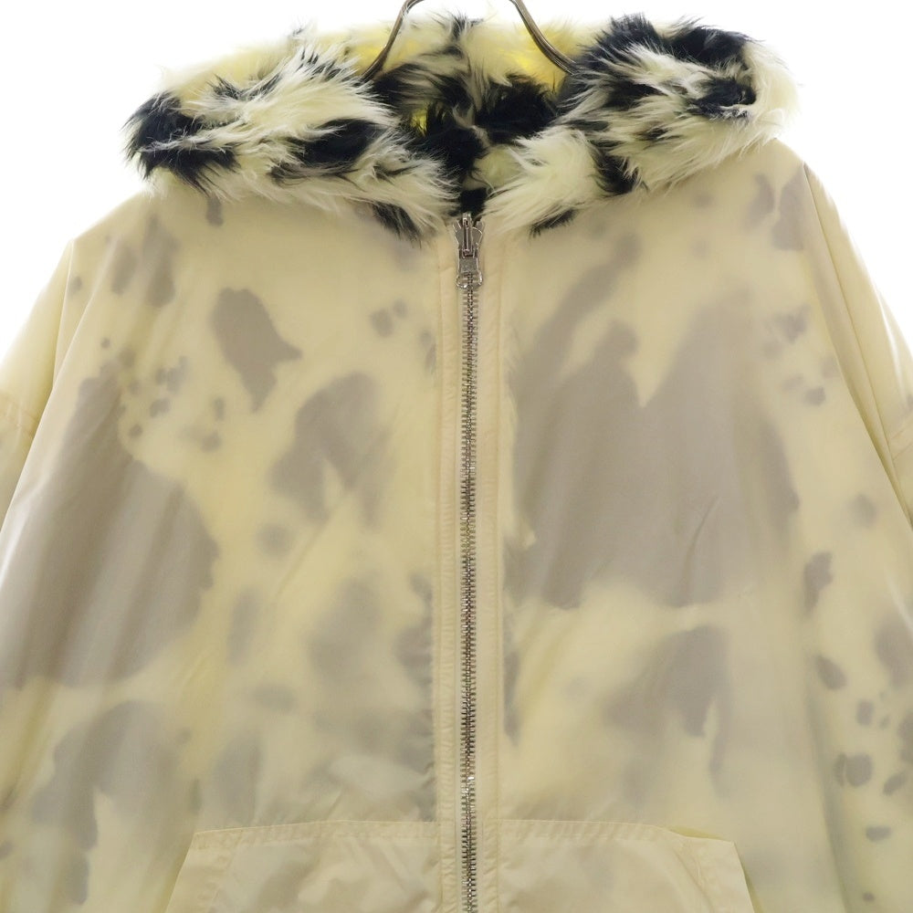 BLUEMARBLE(ブルーマーブル) 23AW Reversible black faux fur hooded jacket リバーシブルフェイクファージップアップフーデッドジャケット ブラック/ホワイト