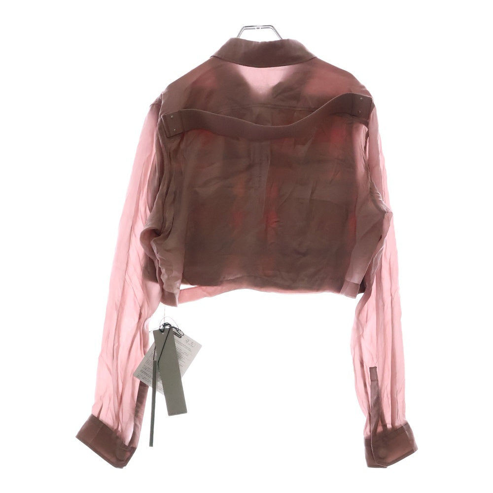 Rick Owens(リックオウエンス) 24SS CROPPED OUTERSHIRT クロップドアウターシャツ チェックシャツ ピンク RP01D2245-CPJ