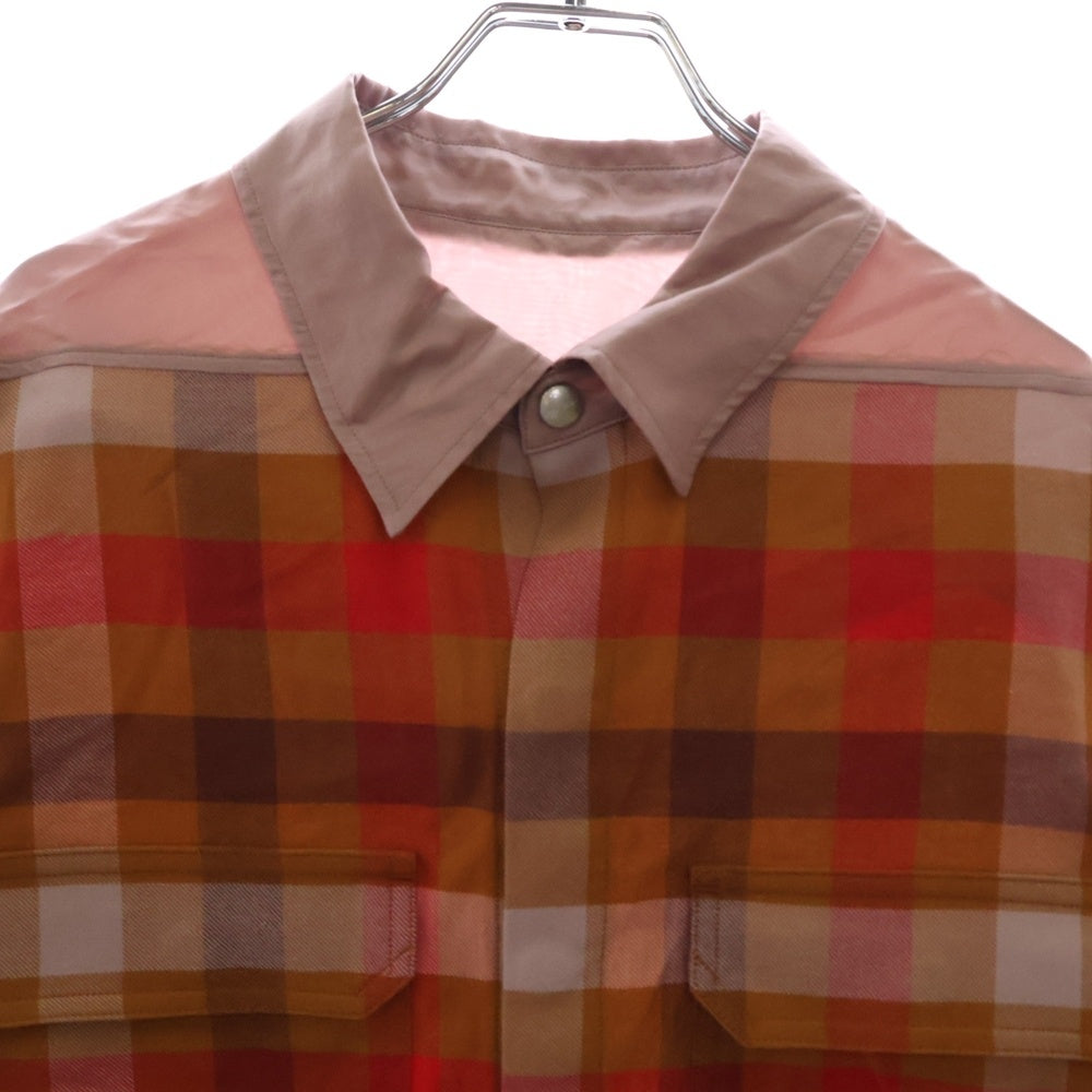 Rick Owens(リックオウエンス) 24SS CROPPED OUTERSHIRT クロップドアウターシャツ チェックシャツ ピンク RP01D2245-CPJ
