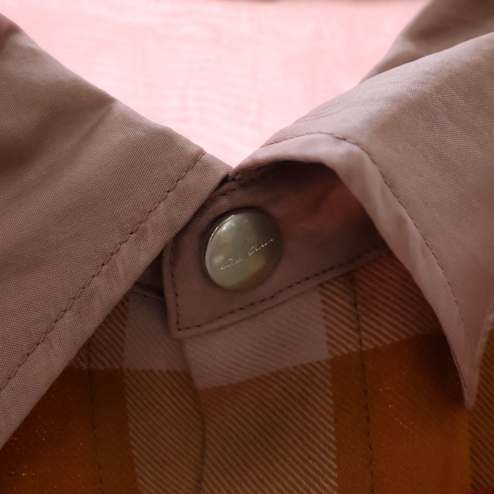 Rick Owens(リックオウエンス) 24SS CROPPED OUTERSHIRT クロップドアウターシャツ チェックシャツ ピンク RP01D2245-CPJ