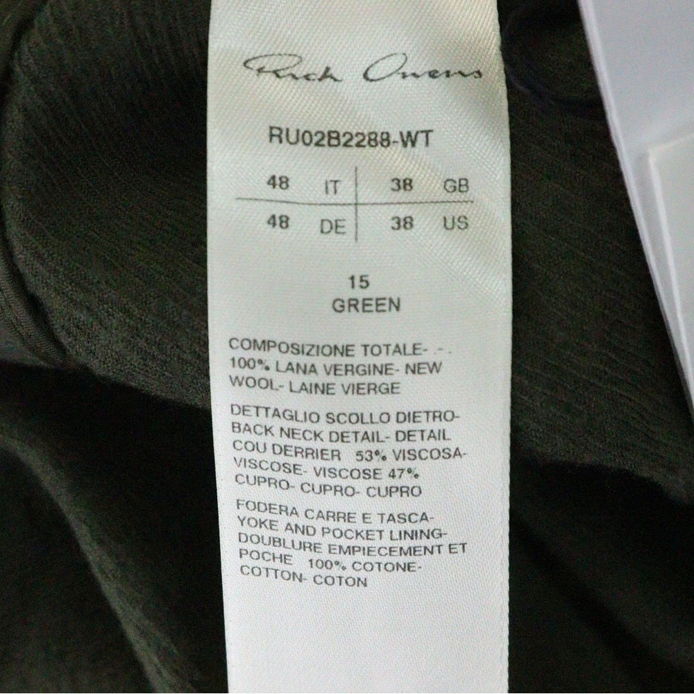 Rick Owens(リックオウエンス) 22AW ZIP LARRY SHIRT ジップラリーシャツ カーキ RU02B2288-WT