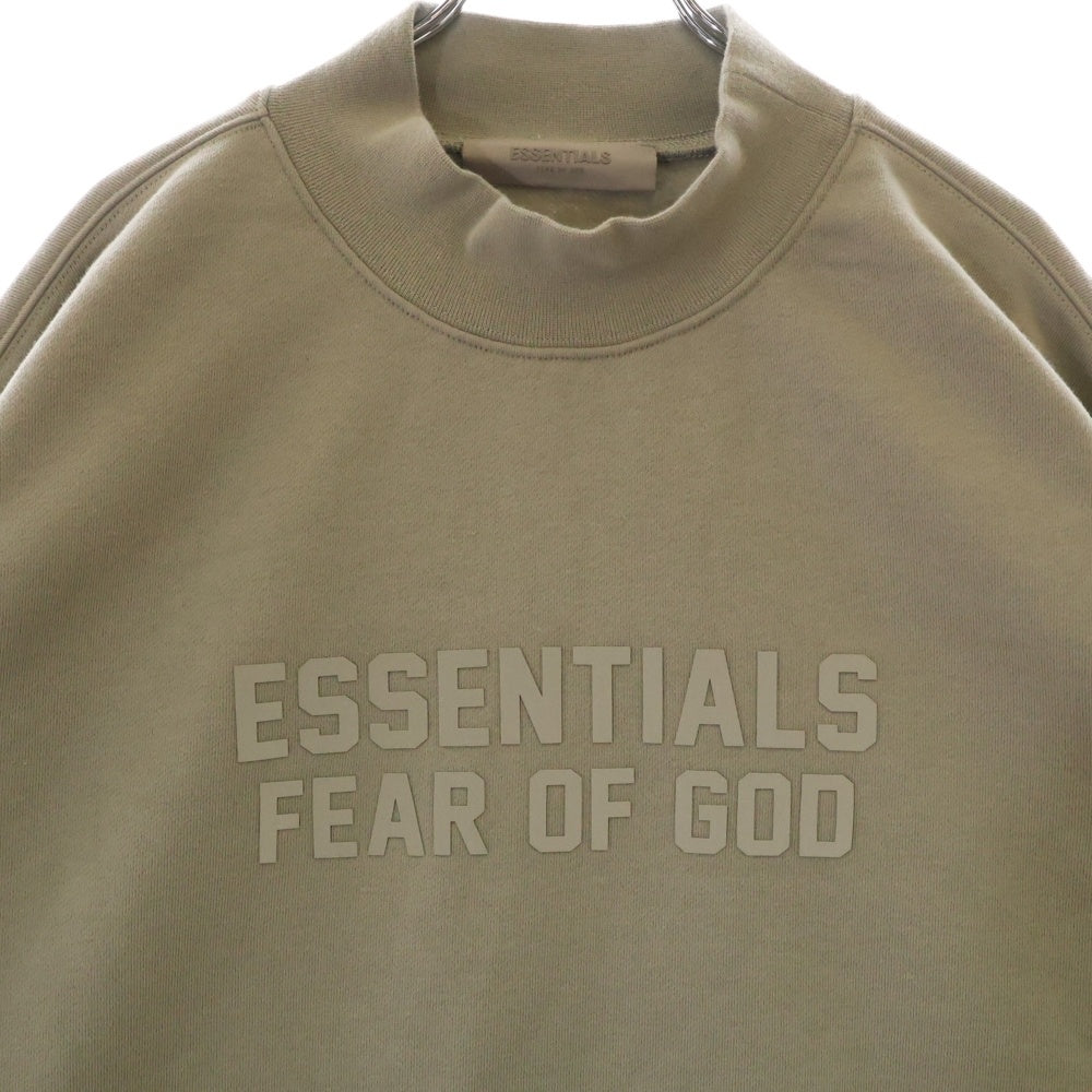 FEAR OF GOD ESSENTIALS(フィアオブゴッド エッセンシャルズ) SWEAT SHIRT ラバーロゴ ハイネックスウェットトレーナー ベージュ