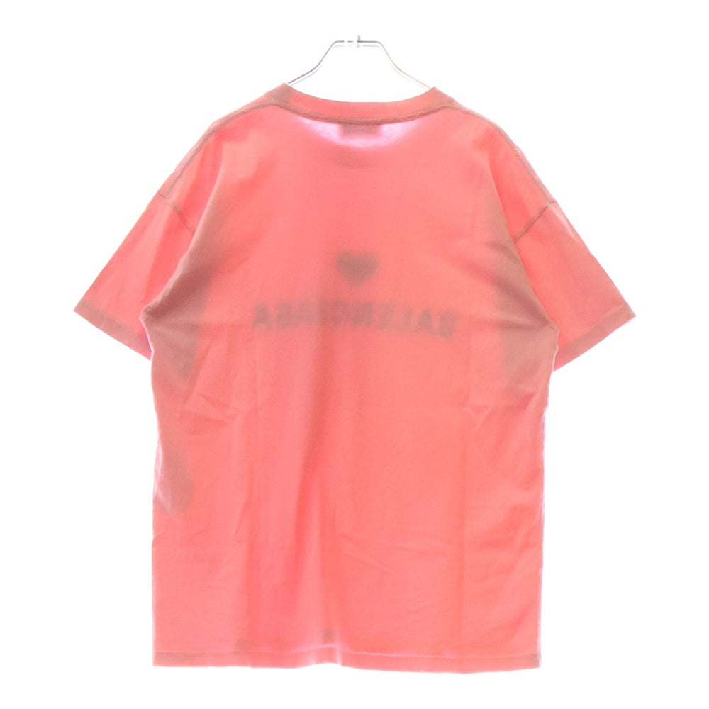 BALENCIAGA(バレンシアガ) Logo With Heart T-Shirt ハートロゴ刺繍ダメージ加工半袖Tシャツ ピンク 612965 TLVC3