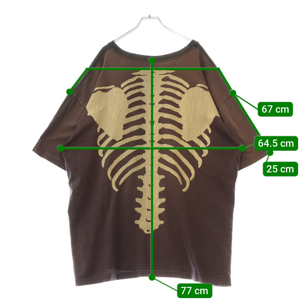 KAPITAL(キャピタル) 2 TONE BONE T-SHIRT ボーンプリント 半袖Tシャツ グレー KOR904SC03