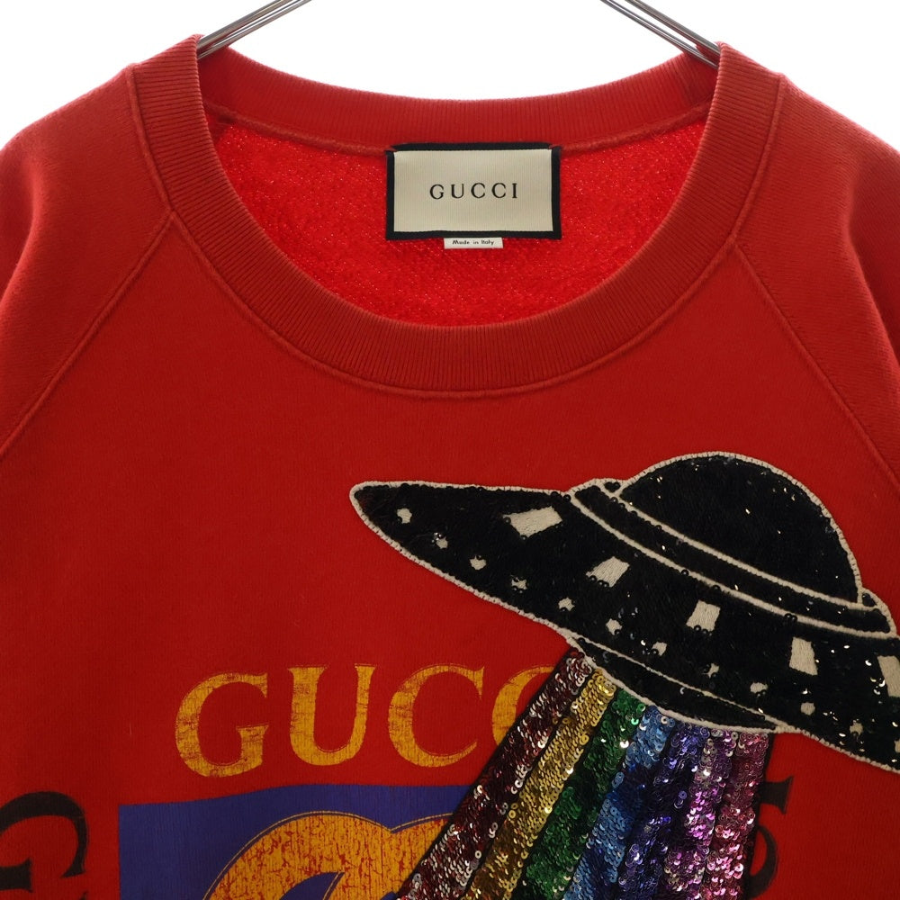 GUCCI(グッチ) Sweatshirt スパンコール装飾 クルーネックスウェットトレーナー レッド 457924 X9D26