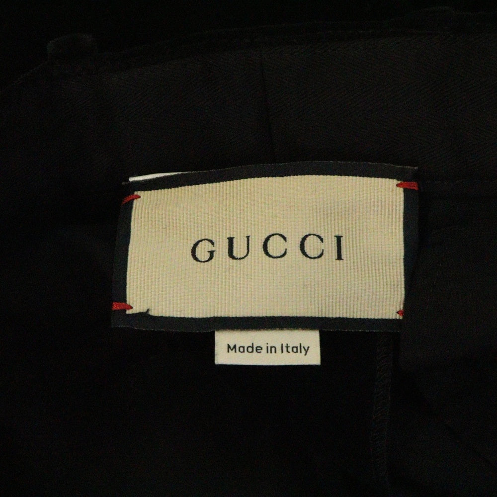 GUCCI(グッチ) Embroidered Velvet Pants ラインストーン装飾 ベロア ベルベットパンツ フレアパンツ ブラック 694442 ZAJAY