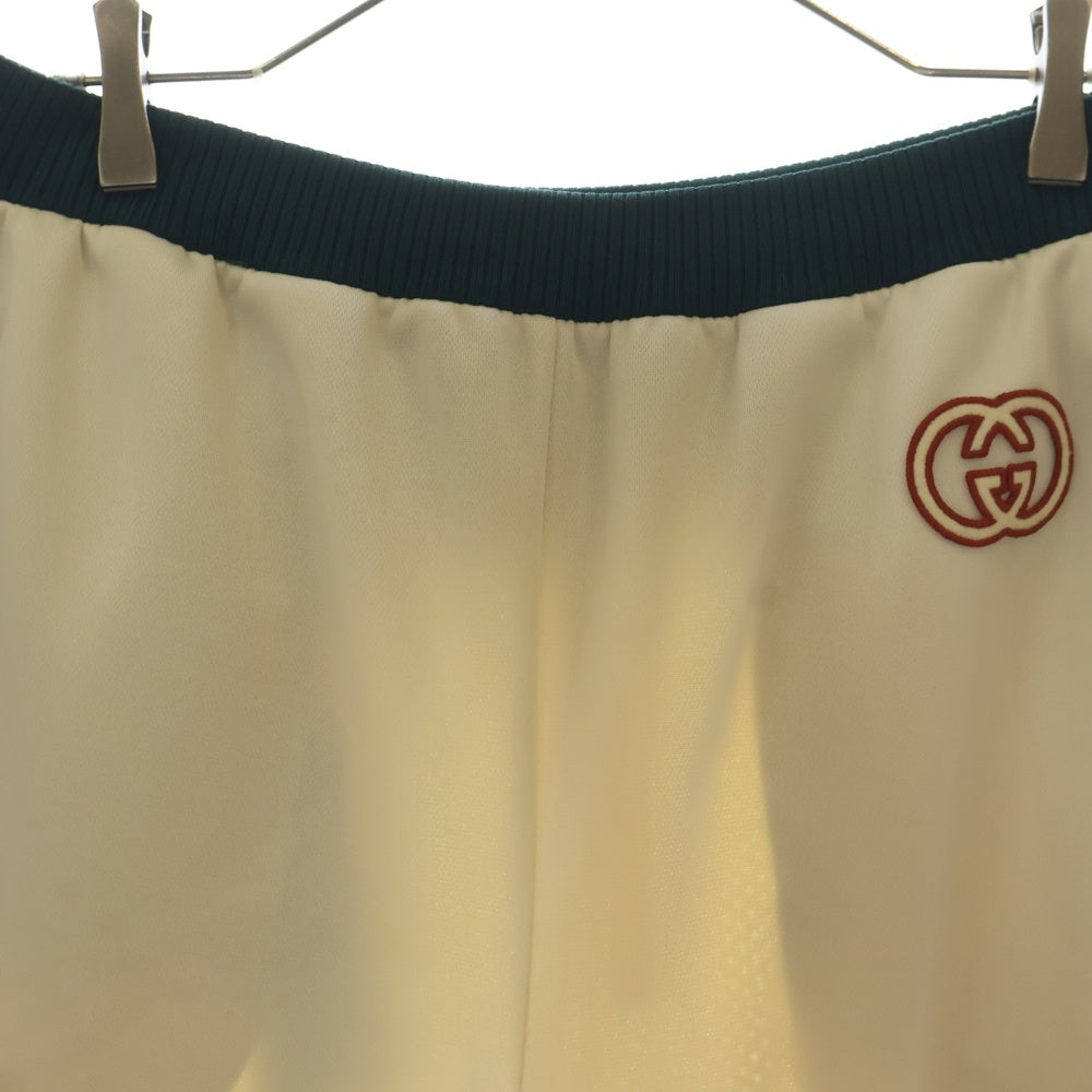 GUCCI(グッチ) ロゴ刺繍 バイカラー ショーツ ハーフパンツ ベージュ/グリーン 741490 XJFFA