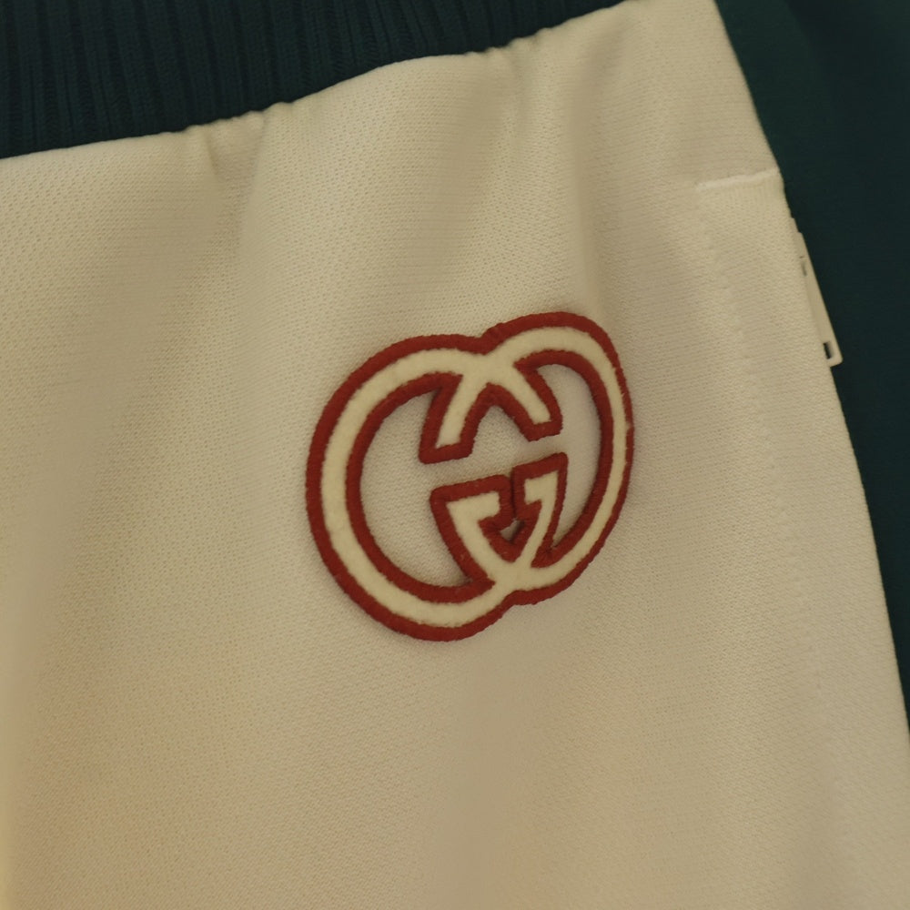 GUCCI(グッチ) ロゴ刺繍 バイカラー ショーツ ハーフパンツ ベージュ/グリーン 741490 XJFFA