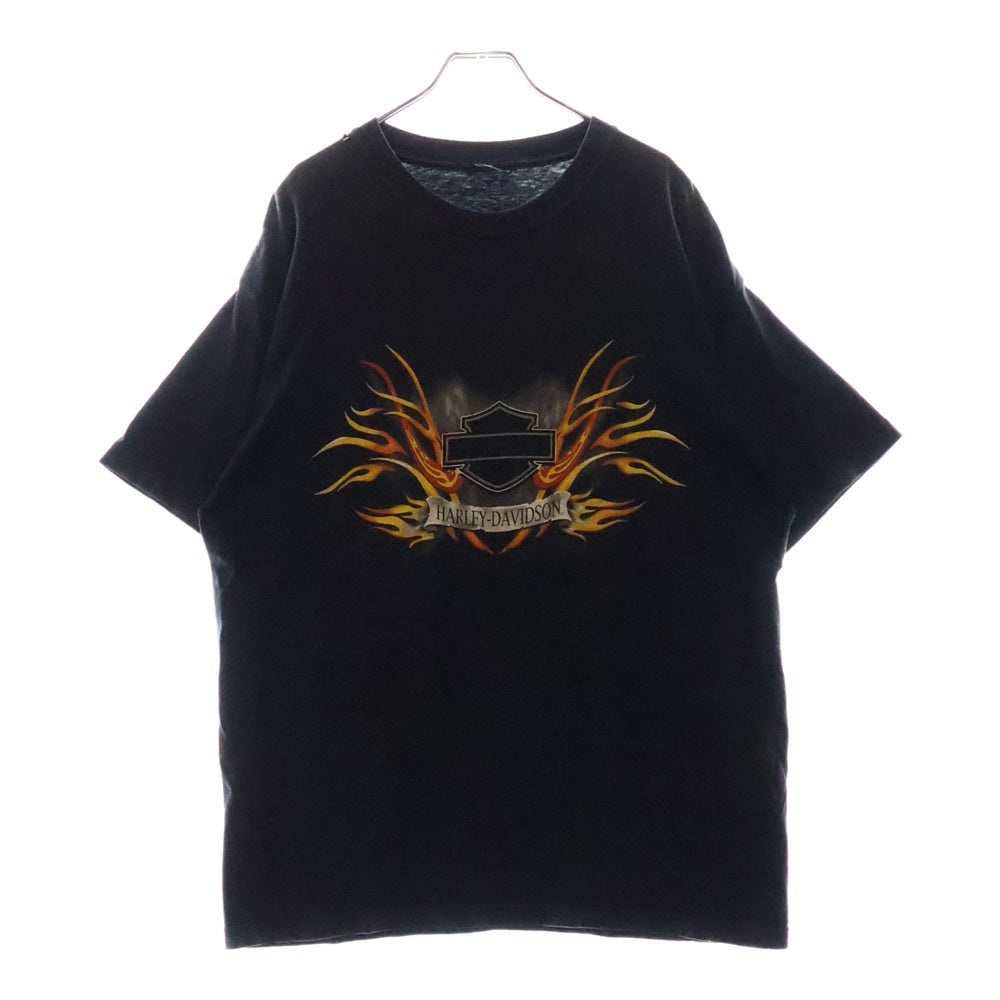 HARLEY DAVIDSON(ハーレーダビッドソン) FRONT FLAME FOUR COUNERS フレームロゴプリント半袖Tシャツ ブラック