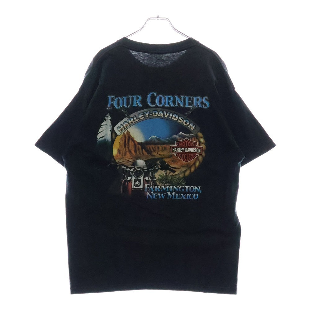 HARLEY DAVIDSON(ハーレーダビッドソン) FRONT FLAME FOUR COUNERS フレームロゴプリント半袖Tシャツ ブラック