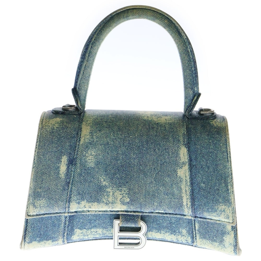BALENCIAGA(バレンシアガ) Hourglass アワーグラス デニムプリント 2WAYハンドバッグ ショルダーバッグ インディゴ 593546