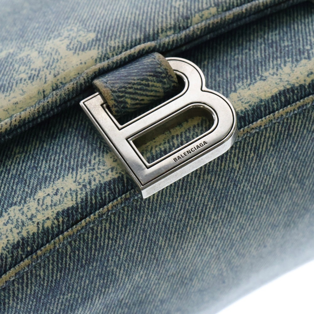 BALENCIAGA(バレンシアガ) Hourglass アワーグラス デニムプリント 2WAYハンドバッグ ショルダーバッグ インディゴ 593546