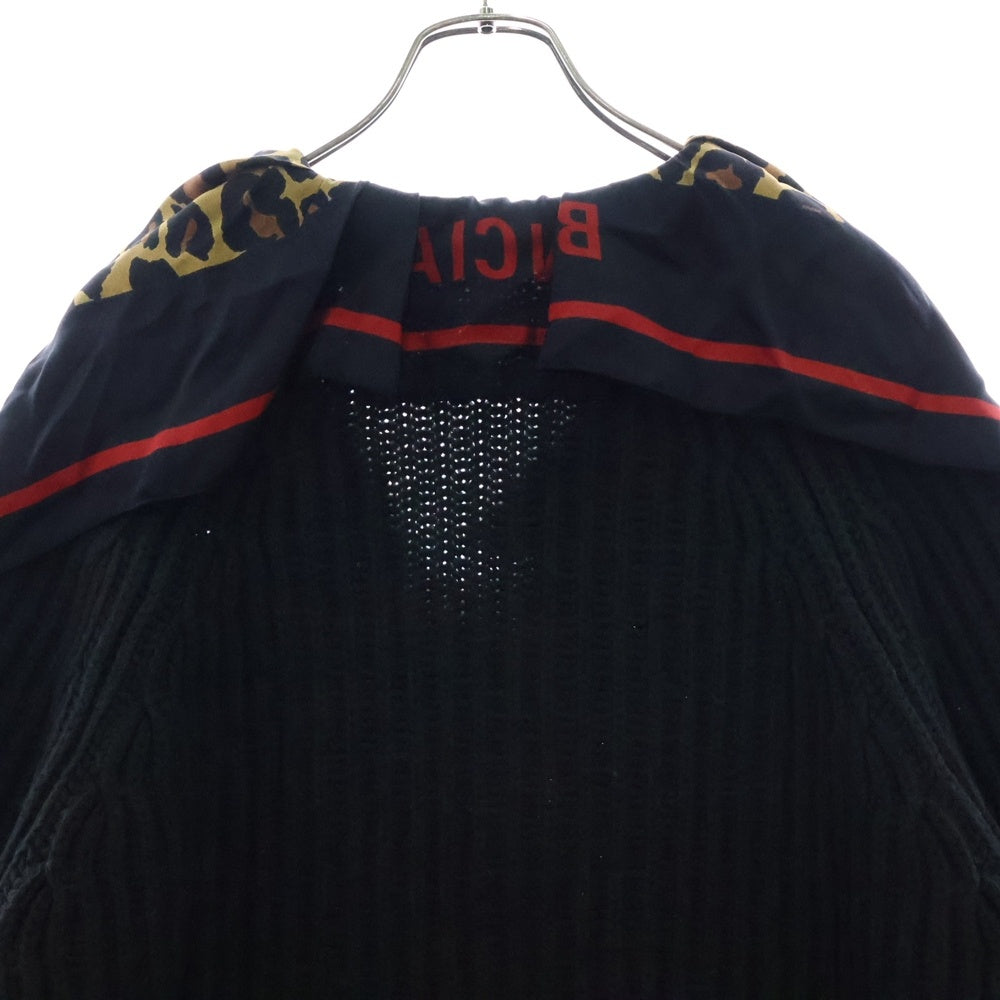 BALENCIAGA(バレンシアガ) Wool Knit Sweater シルクスカーフレイヤード Vネックウールニットセーター ブラック 529068 T1488