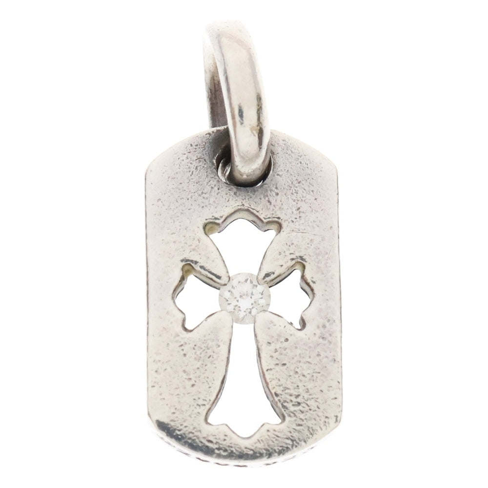 CHROME HEARTS(クロムハーツ) DT TNY CO CRS 1DIA タイニーカットアウトクロスドッグタグ 1ダイヤ チャーム ネックレストップ シルバー BCA410