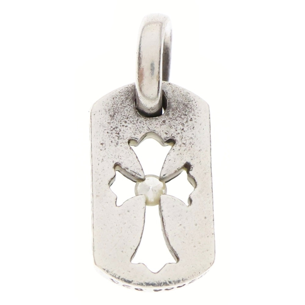 CHROME HEARTS(クロムハーツ) DT TNY CO CRS 1DIA タイニーカットアウトクロスドッグタグ 1ダイヤ チャーム ネックレストップ シルバー BCA410