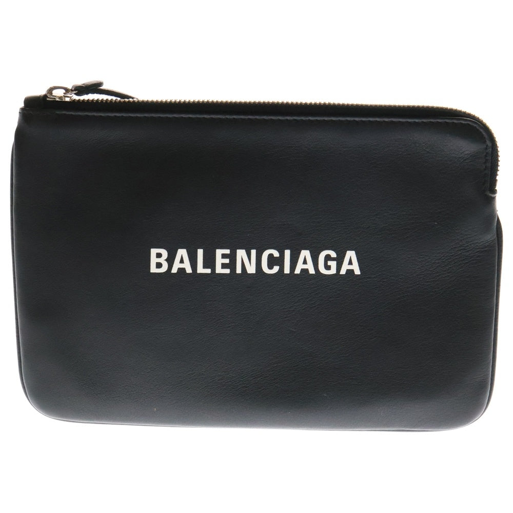 BALENCIAGA(バレンシアガ) EVERYDAY エブリデイ レザー ロゴプリントポーチ ブラック 492465