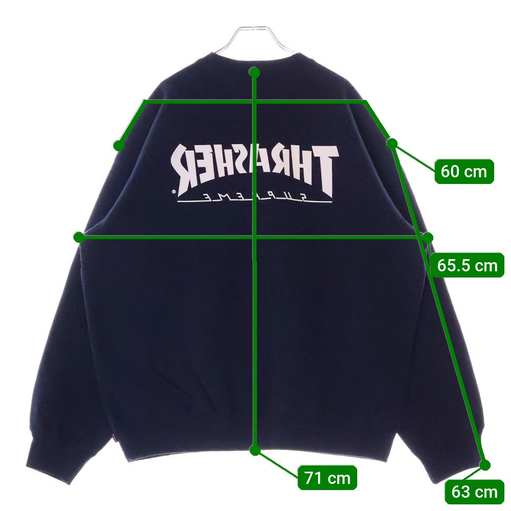 SUPREME(シュプリーム) 24AW Thrasher Crewneck スラッシャー フォトプリント クルーネックスウェットトレーナー ネイビー