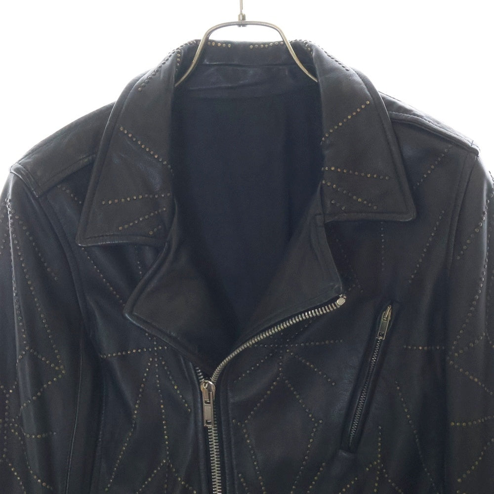 Rick Owens(リックオウエンス) STOOGES BIKER JKT ストゥージスバイカージャケット スタッズダブルライダースジャケット RU8764/LST ブラック