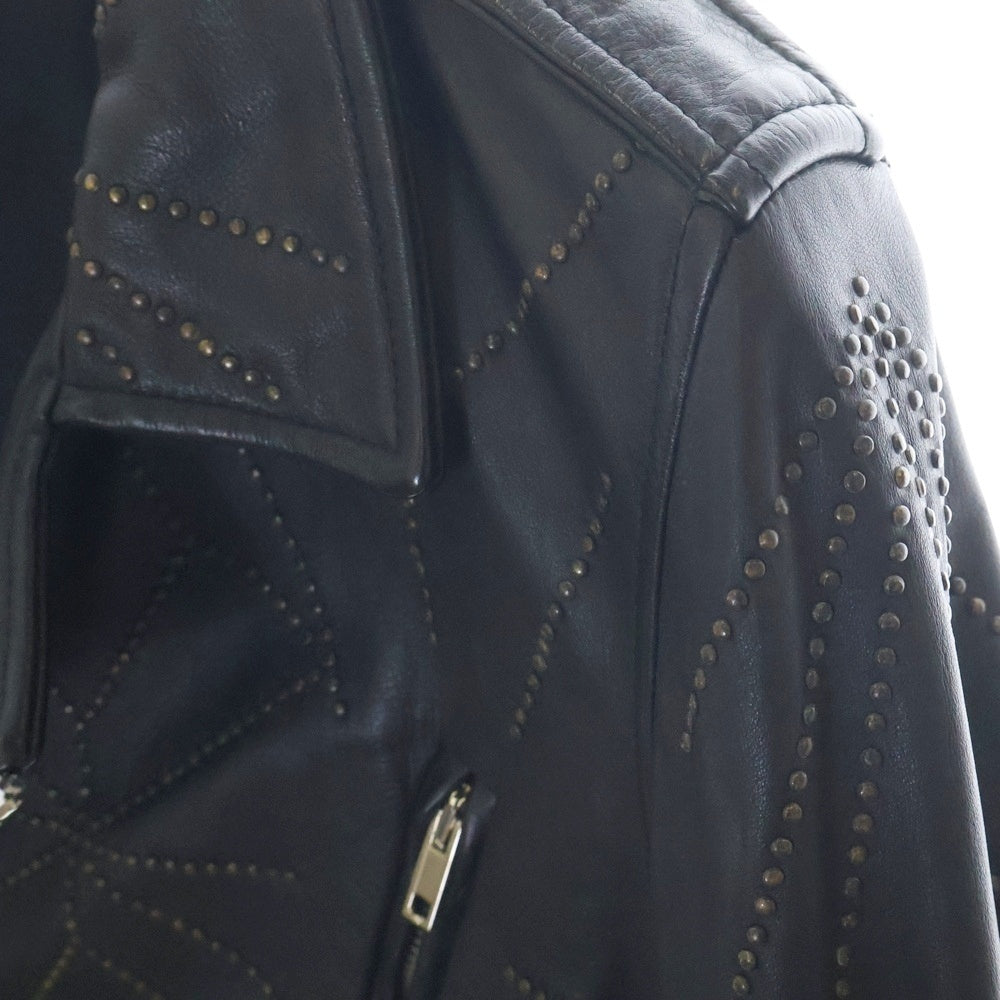 Rick Owens(リックオウエンス) STOOGES BIKER JKT ストゥージスバイカージャケット スタッズダブルライダースジャケット RU8764/LST ブラック