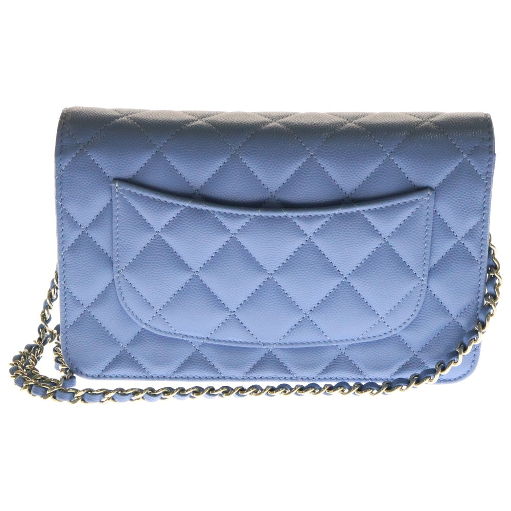 CHANEL(シャネル) マトラッセ キャビアスキン チェーンウォレット ショルダーバッグ ブルー AP4326