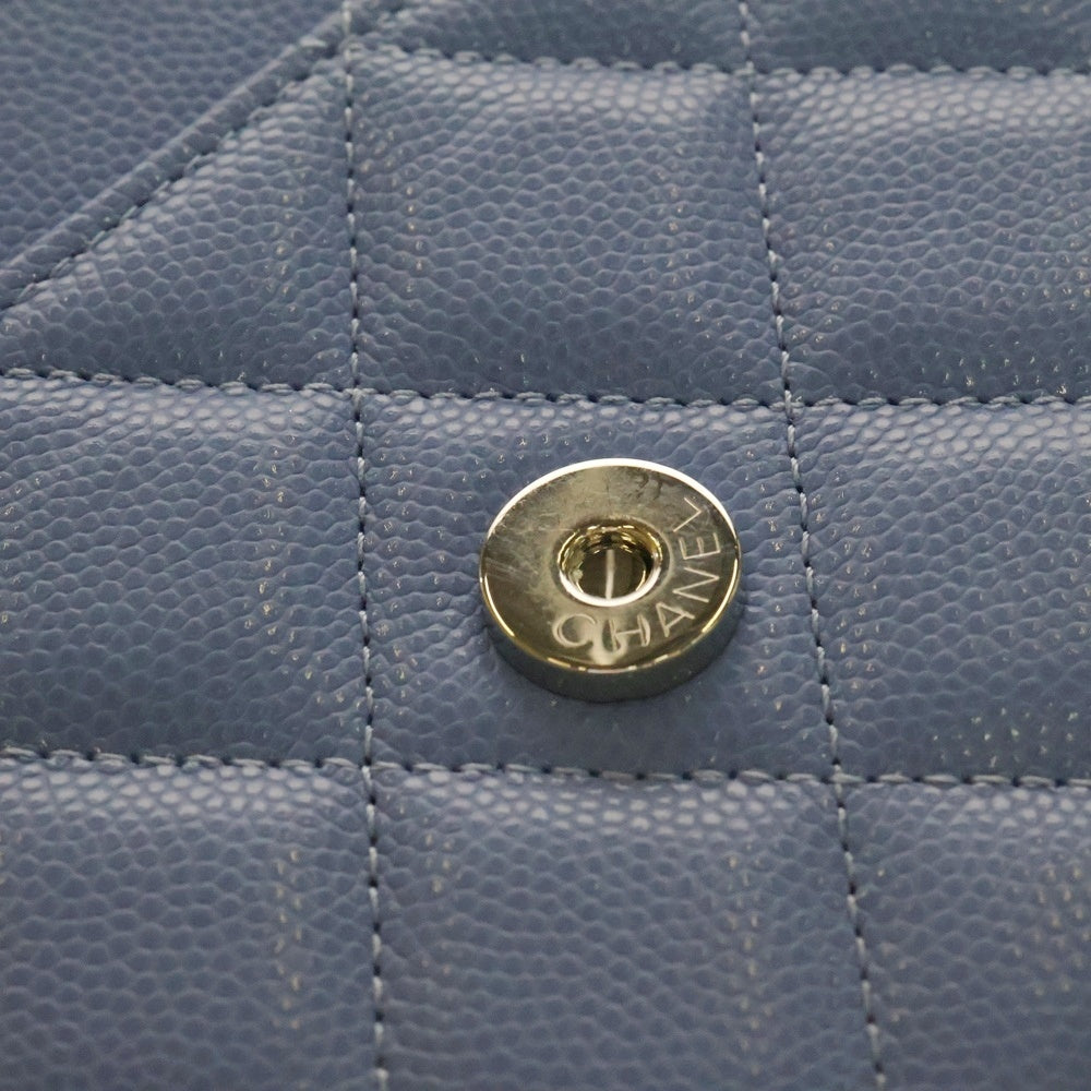 CHANEL(シャネル) マトラッセ キャビアスキン チェーンウォレット ショルダーバッグ ブルー AP4326