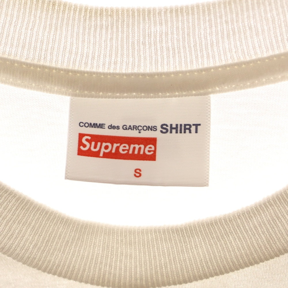 SUPREME(シュプリーム) 18AW ×Comme des Garcons SHIRT Split Box Logo Tee コムデギャルソン スプリット ボックスロゴ 半袖Tシャツ ホワイト