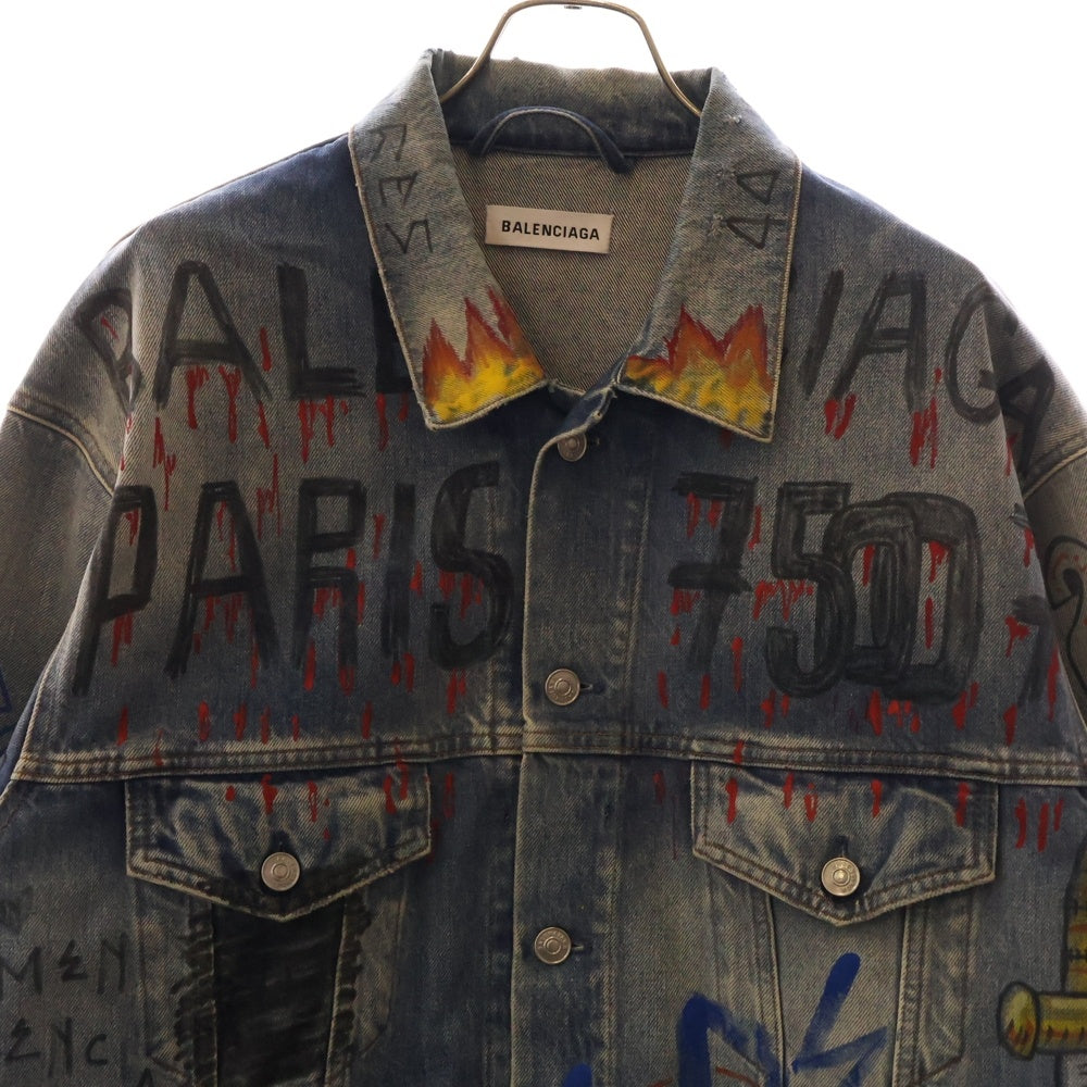 BALENCIAGA(バレンシアガ) 18AW OVERSIZED DENIM JACKET グラフィティオーバーサイズ落書き デニムジャケット 530723 TXE08 インディゴ