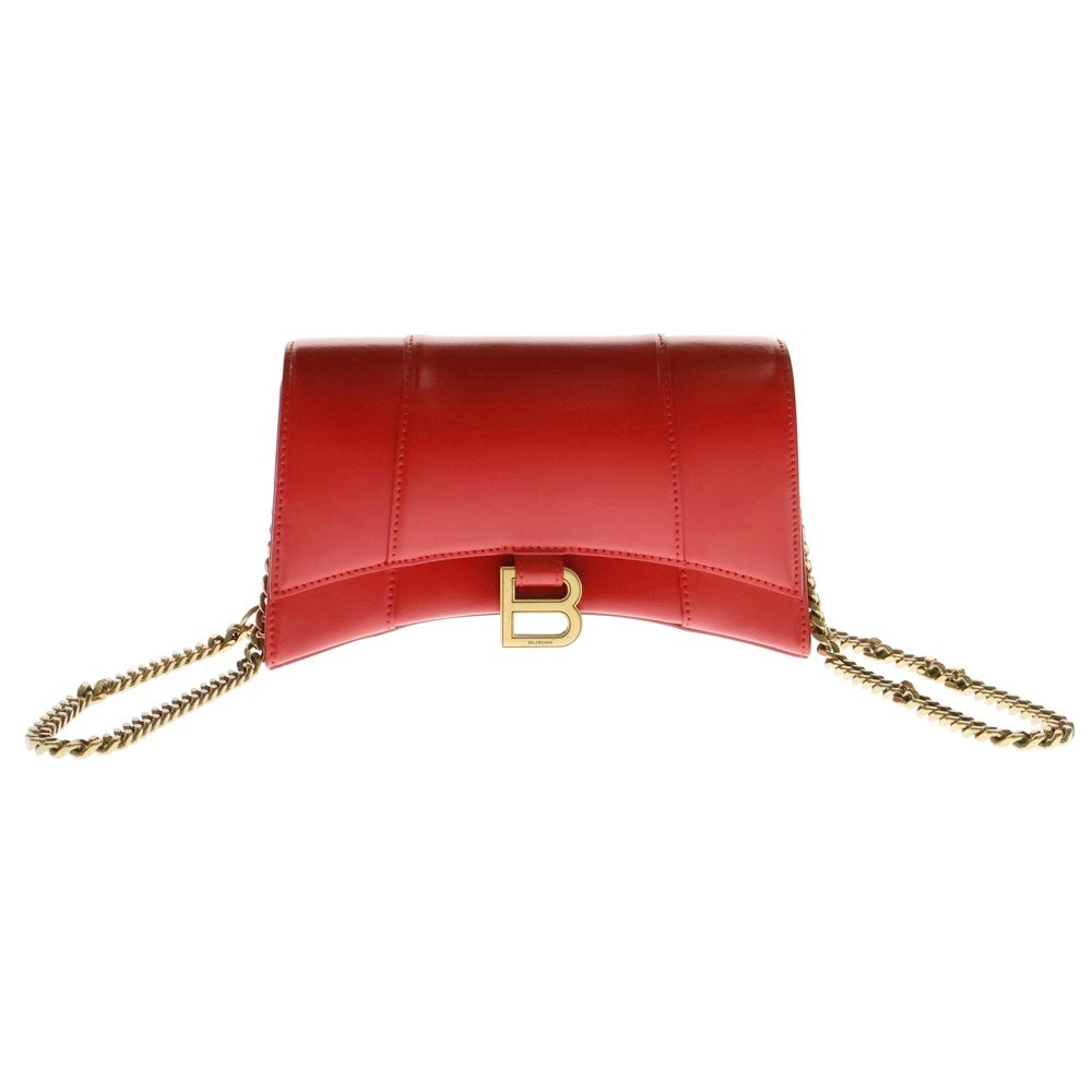 BALENCIAGA(バレンシアガ) Hourglass アワーグラス カーフスキン レザーショルダーバッグ ハンドバッグ レッド 644973