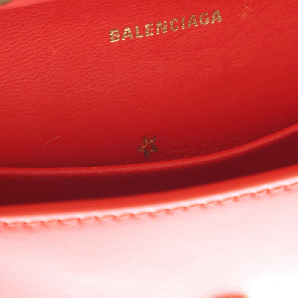 BALENCIAGA(バレンシアガ) Hourglass アワーグラス カーフスキン レザーショルダーバッグ ハンドバッグ レッド 644973