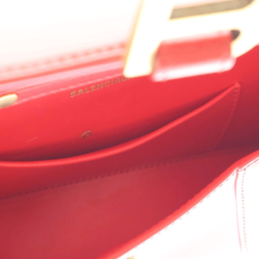 BALENCIAGA(バレンシアガ) Hourglass アワーグラス カーフスキン レザーショルダーバッグ ハンドバッグ レッド 644973