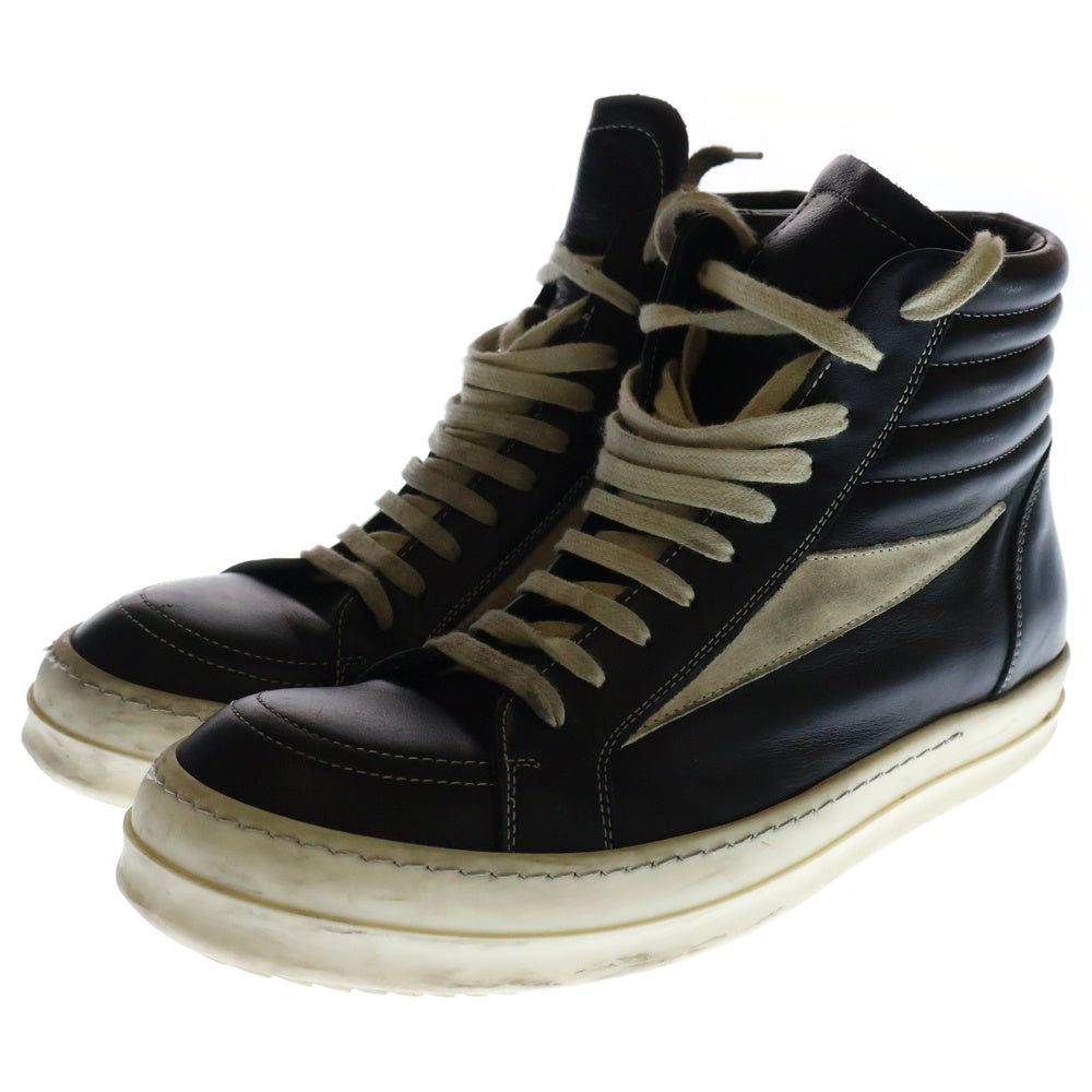 Rick Owens(リックオウエンス) VINTAGE SNEAKS ヴィンテージ レザー ハイカットスニーカー ブラック RU02D6896LCOLVS