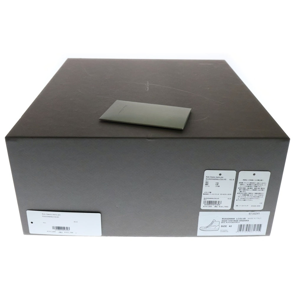 Rick Owens(リックオウエンス) VINTAGE SNEAKS ヴィンテージ レザー ハイカットスニーカー ブラック RU02D6896LCOLVS