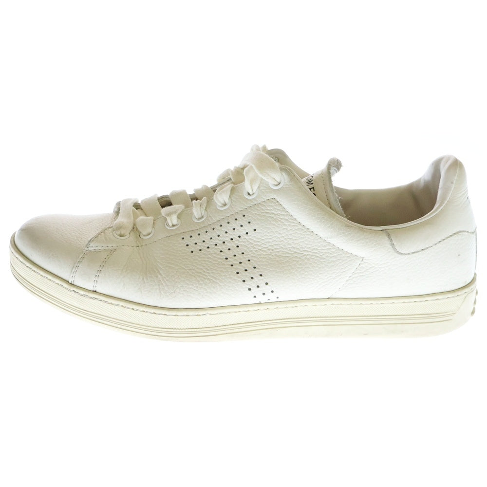 TOM FORD(トムフォード) ロゴプリント レザーローカットスニーカー ホワイト J1045T