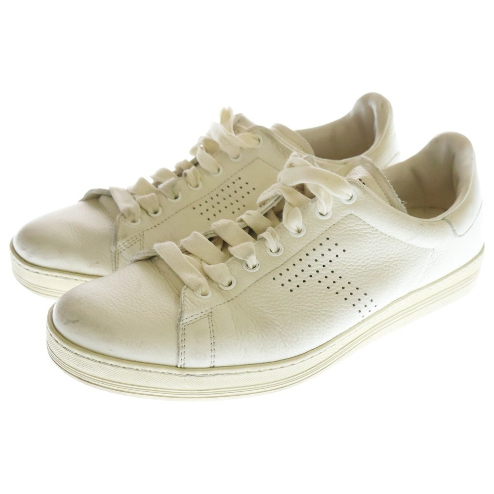 TOM FORD(トムフォード) ロゴプリント レザーローカットスニーカー ホワイト J1045T