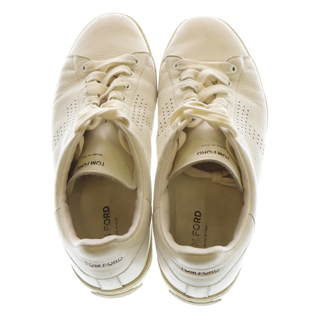 TOM FORD(トムフォード) ロゴプリント レザーローカットスニーカー ホワイト J1045T